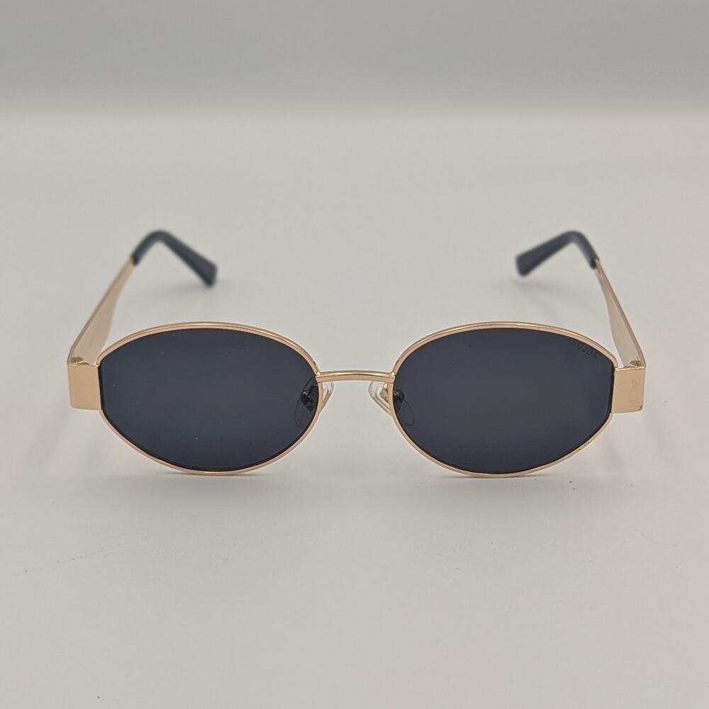 SOJOS SJ1256 C5 Gold Oval Sunglasses UV400 Black Lens